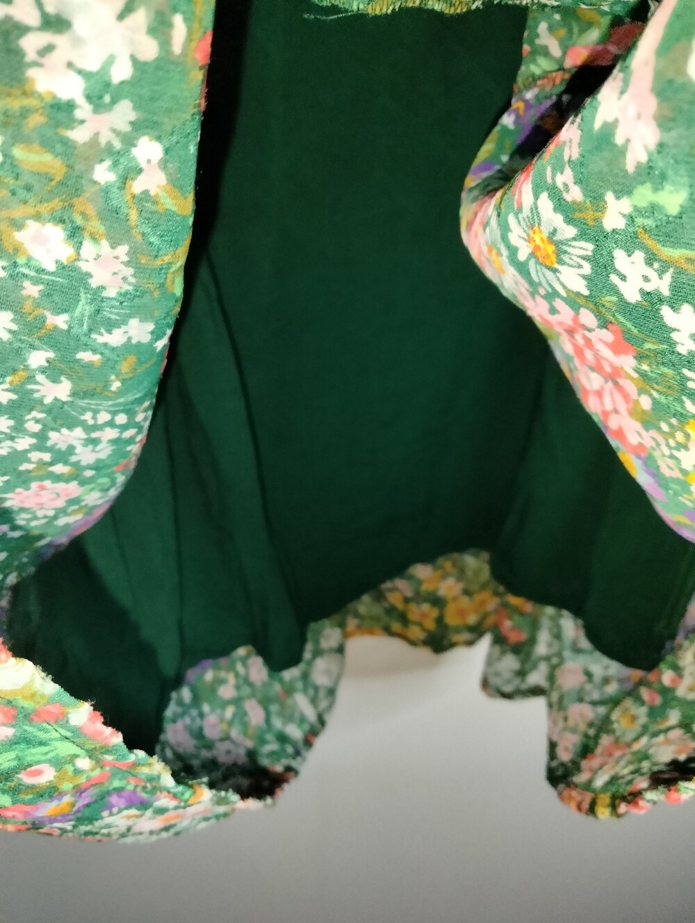 Maeve (Sz M) Multicolor Floral V-Neck Semi-sheer SS Tiered Skirt Hem Midi Dress - Picture 6 of 16